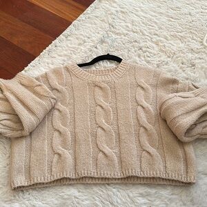 Cropped Cable Knot Sweater
